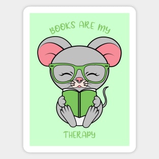 Books are my therapy, cute rat Magnet